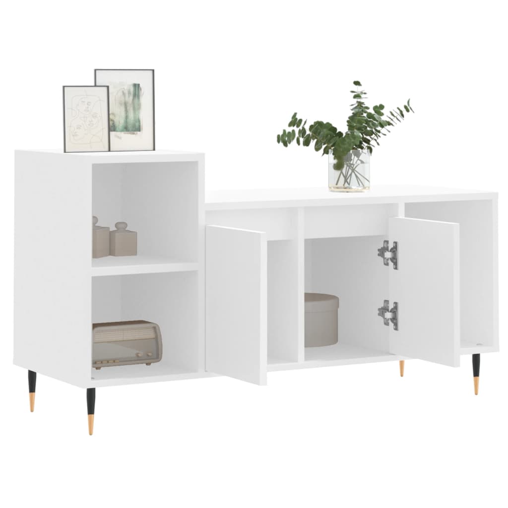 Stijlvol tv-meubel van wit bewerkt hout - afmetingen 100x35x55 cm Tv-meubels | Creëer jouw Trendy Thuis | Gratis bezorgd & Retour | Trendy.nl
