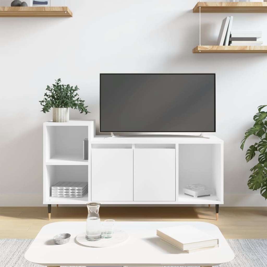 Stijlvol tv-meubel van wit bewerkt hout - afmetingen 100x35x55 cm Tv-meubels | Creëer jouw Trendy Thuis | Gratis bezorgd & Retour | Trendy.nl