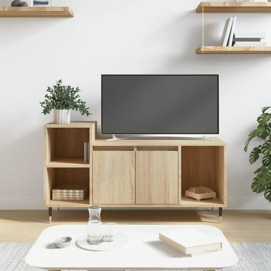 Stijlvol tv-meubel van bewerkt hout in sonoma eikenkleur - 100x35x55 cm