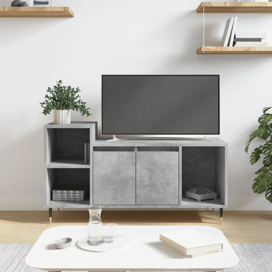 Prachtig Tv-meubel van bewerkt hout in betongrijs - 100x35x55 cm