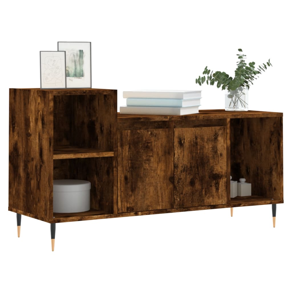 Stijlvol 100x35x55 cm bewerkt houten tv-meubel in gerookt eikenkleur Tv-meubels | Creëer jouw Trendy Thuis | Gratis bezorgd & Retour | Trendy.nl