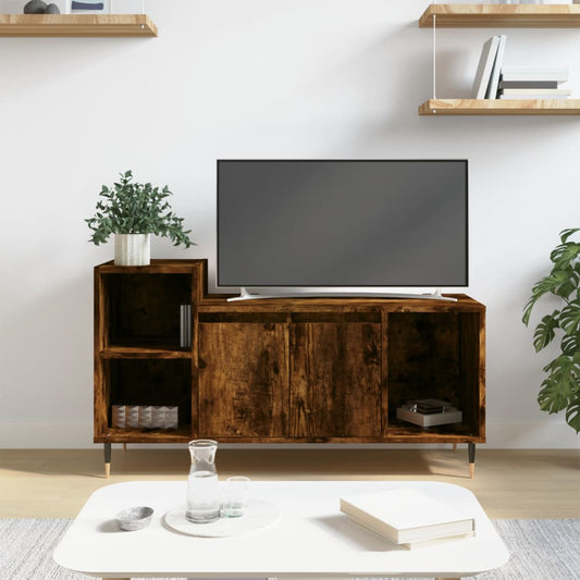 Stijlvol 100x35x55 cm bewerkt houten tv-meubel in gerookt eikenkleur