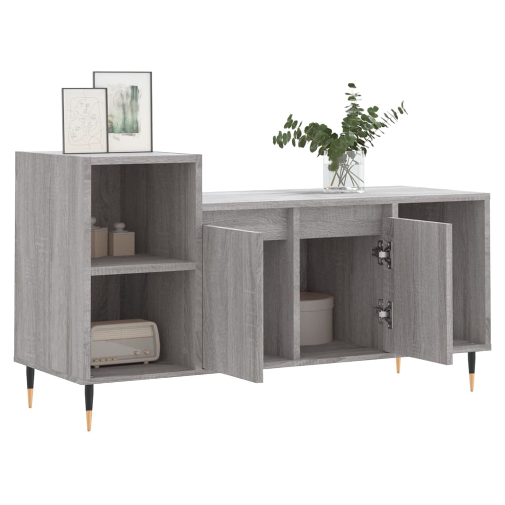 Stijlvol en praktisch tv-meubel van bewerkt hout in grijze sonoma eikenkleur - 100x35x55 cm Tv-meubels | Creëer jouw Trendy Thuis | Gratis bezorgd & Retour | Trendy.nl