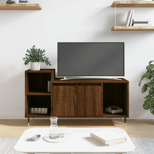 Ruim Tv-meubel van bewerkt hout in bruine eikenkleur - 100x35x55 cm