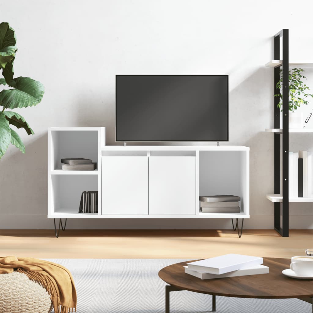 Stijlvol bewerkt houten Tv-meubel in wit - 100x35x55 cm Tv-meubels | Creëer jouw Trendy Thuis | Gratis bezorgd & Retour | Trendy.nl
