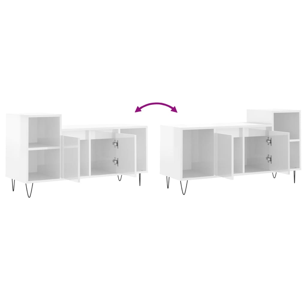 Hoogglans Wit Tv-meubel van Bewerkt Hout - Afmetingen: 100x35x55 cm Tv-meubels | Creëer jouw Trendy Thuis | Gratis bezorgd & Retour | Trendy.nl