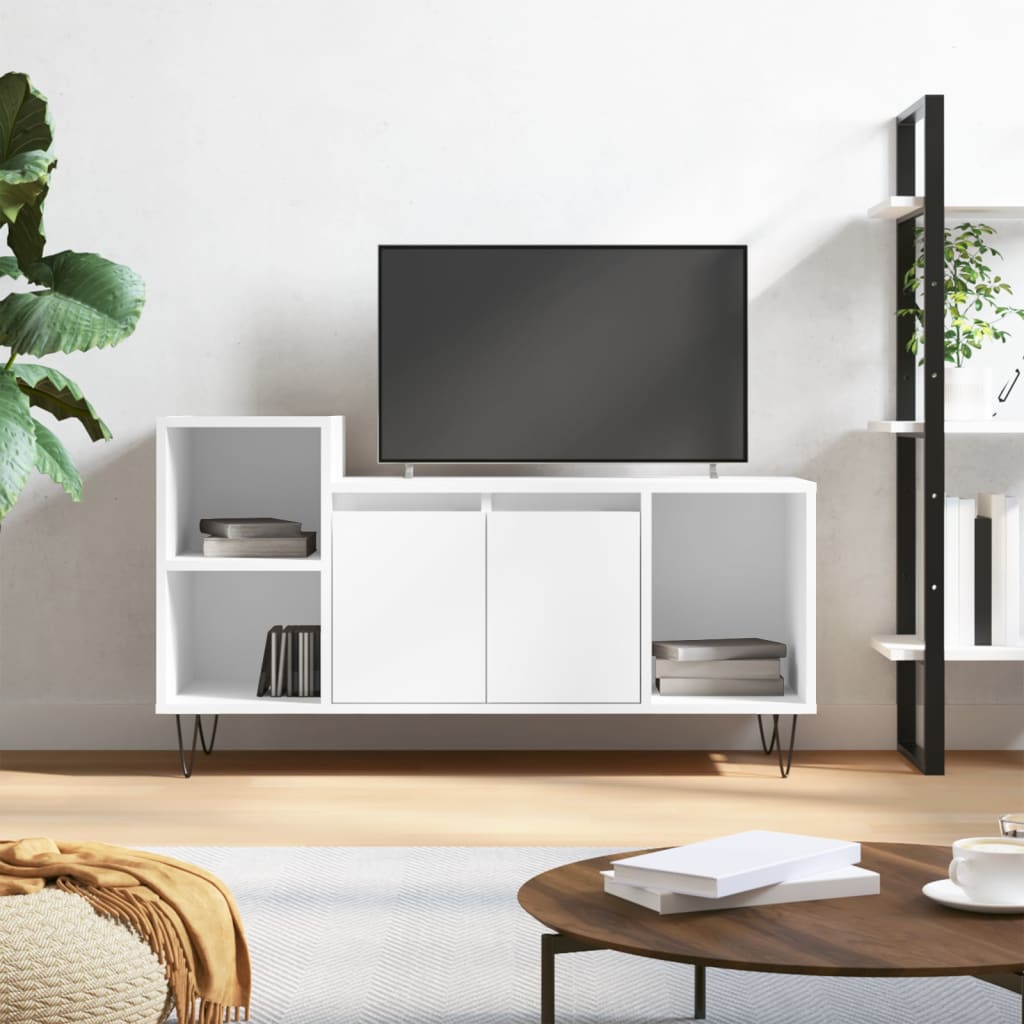 Hoogglans Wit Tv-meubel van Bewerkt Hout - Afmetingen: 100x35x55 cm Tv-meubels | Creëer jouw Trendy Thuis | Gratis bezorgd & Retour | Trendy.nl