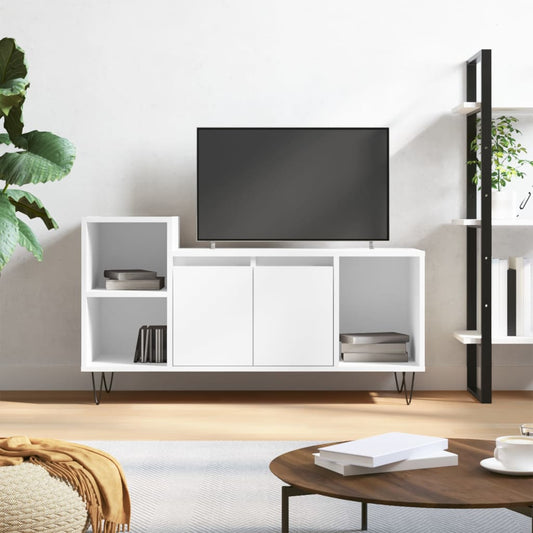 Hoogglans Wit Tv-meubel van Bewerkt Hout - Afmetingen: 100x35x55 cm