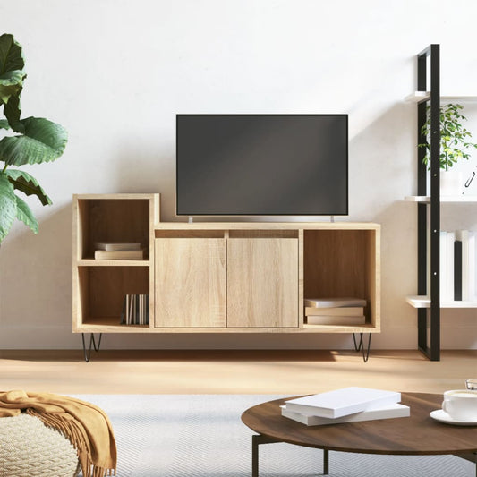 Stijlvol Tv-meubel van bewerkt hout in sonoma eikenkleur - 100x35x55 cm