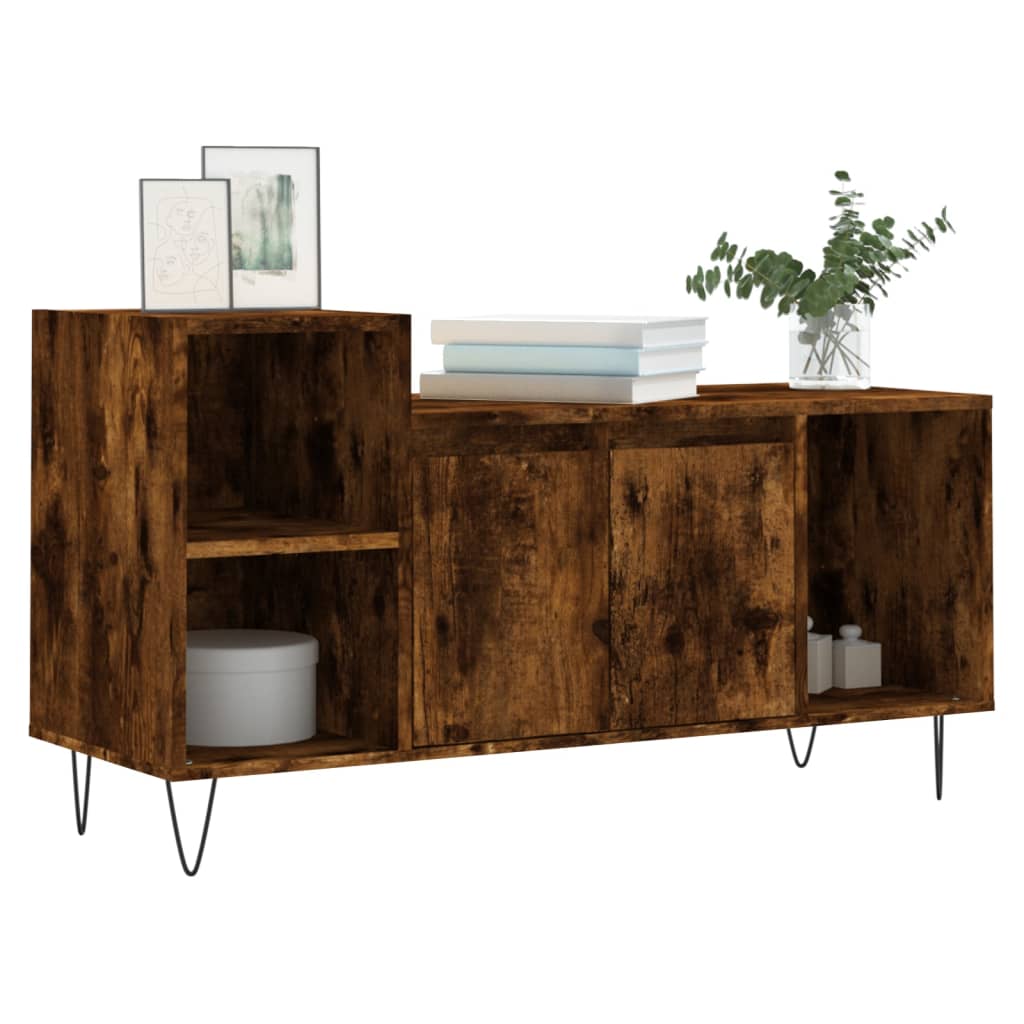 Stijlvol Tv-meubel van bewerkt hout in gerookt eikenkleur - 100x35x55 cm Tv-meubels | Creëer jouw Trendy Thuis | Gratis bezorgd & Retour | Trendy.nl