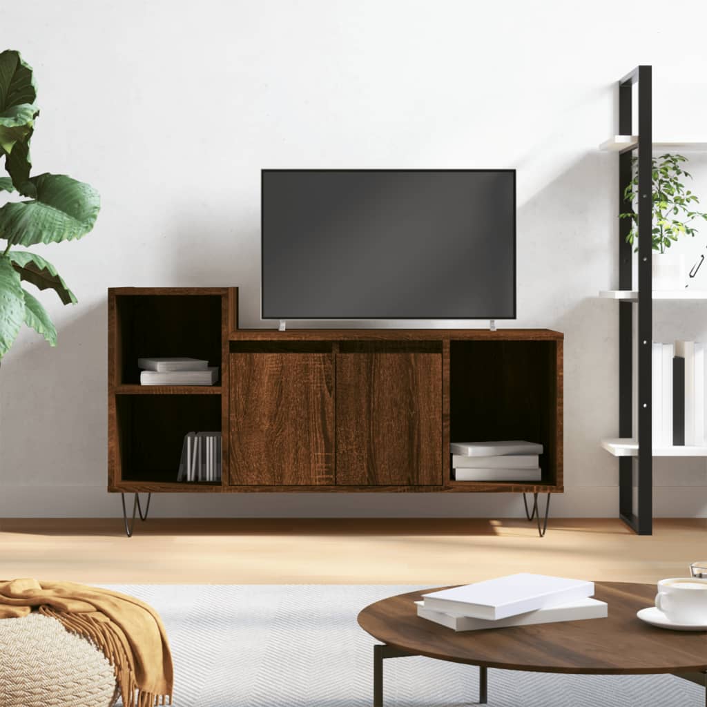Stijlvol Tv-meubel in bruin eikenkleurig bewerkt hout - 100x35x55 cm Tv-meubels | Creëer jouw Trendy Thuis | Gratis bezorgd & Retour | Trendy.nl