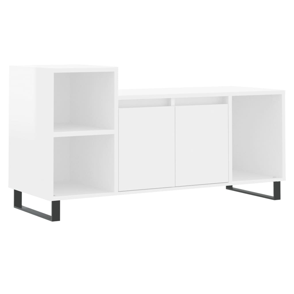 Stijlvol TV-meubel - 100x35x55 cm - Hoogglans wit - Gemaakt van bewerkt hout Tv-meubels | Creëer jouw Trendy Thuis | Gratis bezorgd & Retour | Trendy.nl