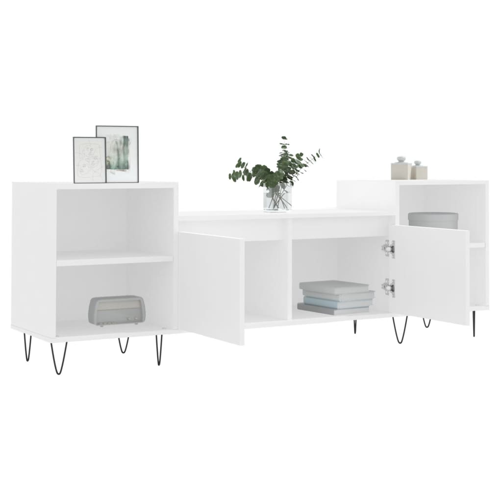 Stijlvol Wit Houten Tv-meubel - Afmetingen 160x35x55 cm - Trendy meubelstuk voor in de woonkamer Tv-meubels | Creëer jouw Trendy Thuis | Gratis bezorgd & Retour | Trendy.nl
