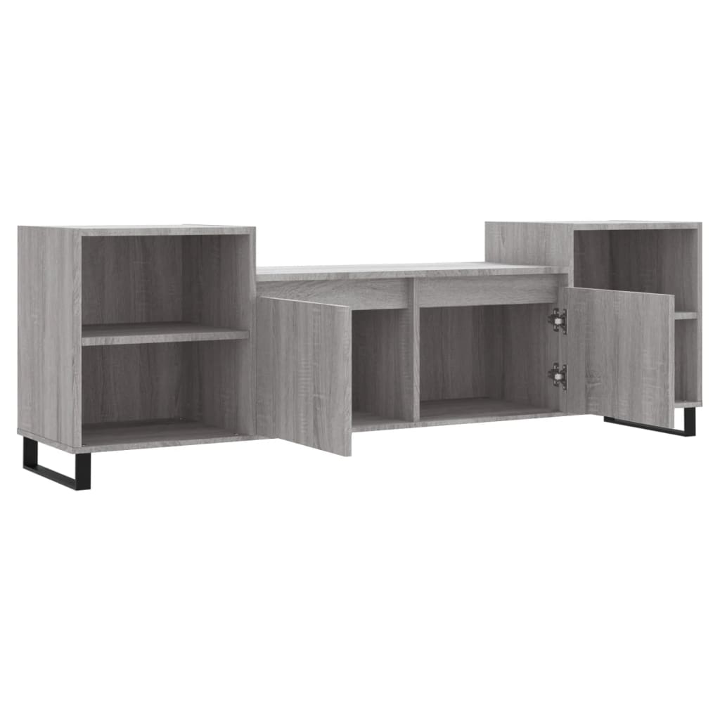 Stijlvol TV-meubel van 160x35x55 cm in bewerkt hout met trendy grijze Sonoma eiken kleur Tv-meubels | Creëer jouw Trendy Thuis | Gratis bezorgd & Retour | Trendy.nl