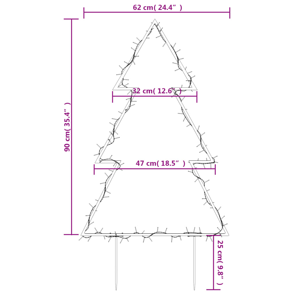 Kerstverlichting kerstboom met grondpinnen 115 LED's 90 cm Kerstverlichting | Creëer jouw Trendy Thuis | Gratis bezorgd & Retour | Trendy.nl