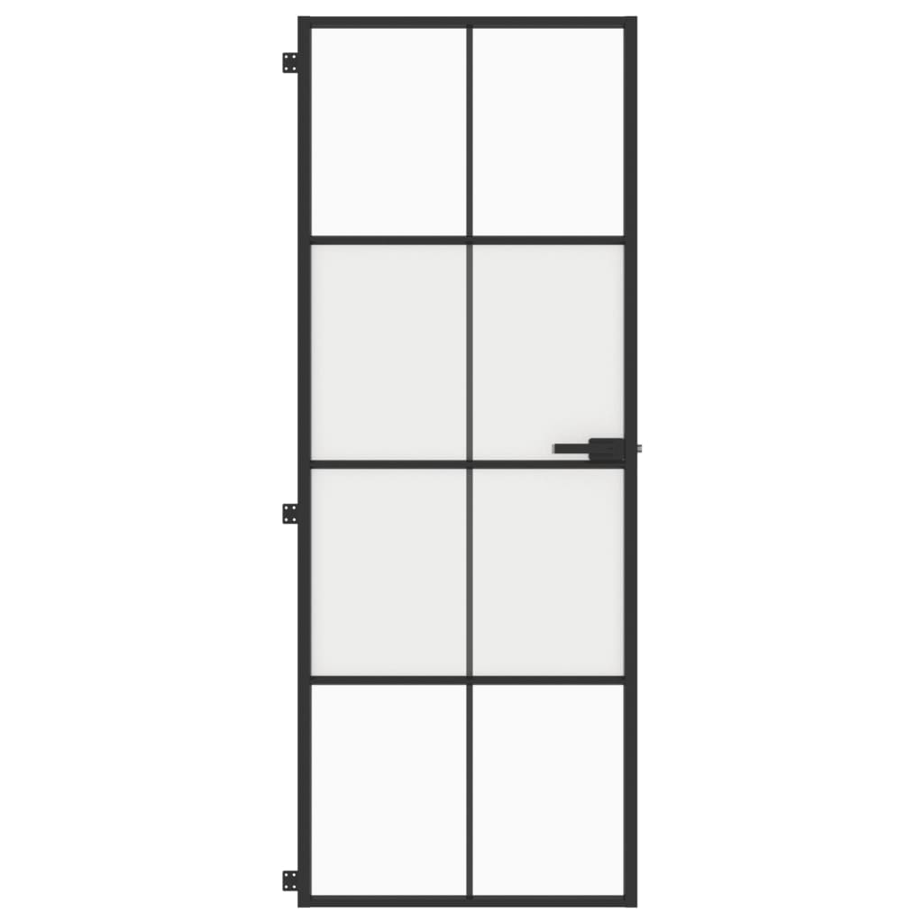 Binnendeur smal 76x201,5 cm gehard glas en aluminium zwart Voordeuren | Creëer jouw Trendy Thuis | Gratis bezorgd & Retour | Trendy.nl