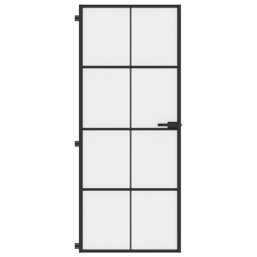 Binnendeur smal 83x201,5 cm gehard glas en aluminium zwart Voordeuren | Creëer jouw Trendy Thuis | Gratis bezorgd & Retour | Trendy.nl