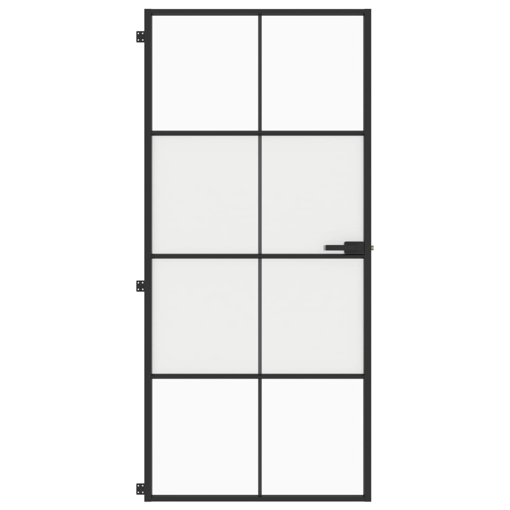 Binnendeur smal 93x201,5 cm gehard glas en aluminium zwart Voordeuren | Creëer jouw Trendy Thuis | Gratis bezorgd & Retour | Trendy.nl