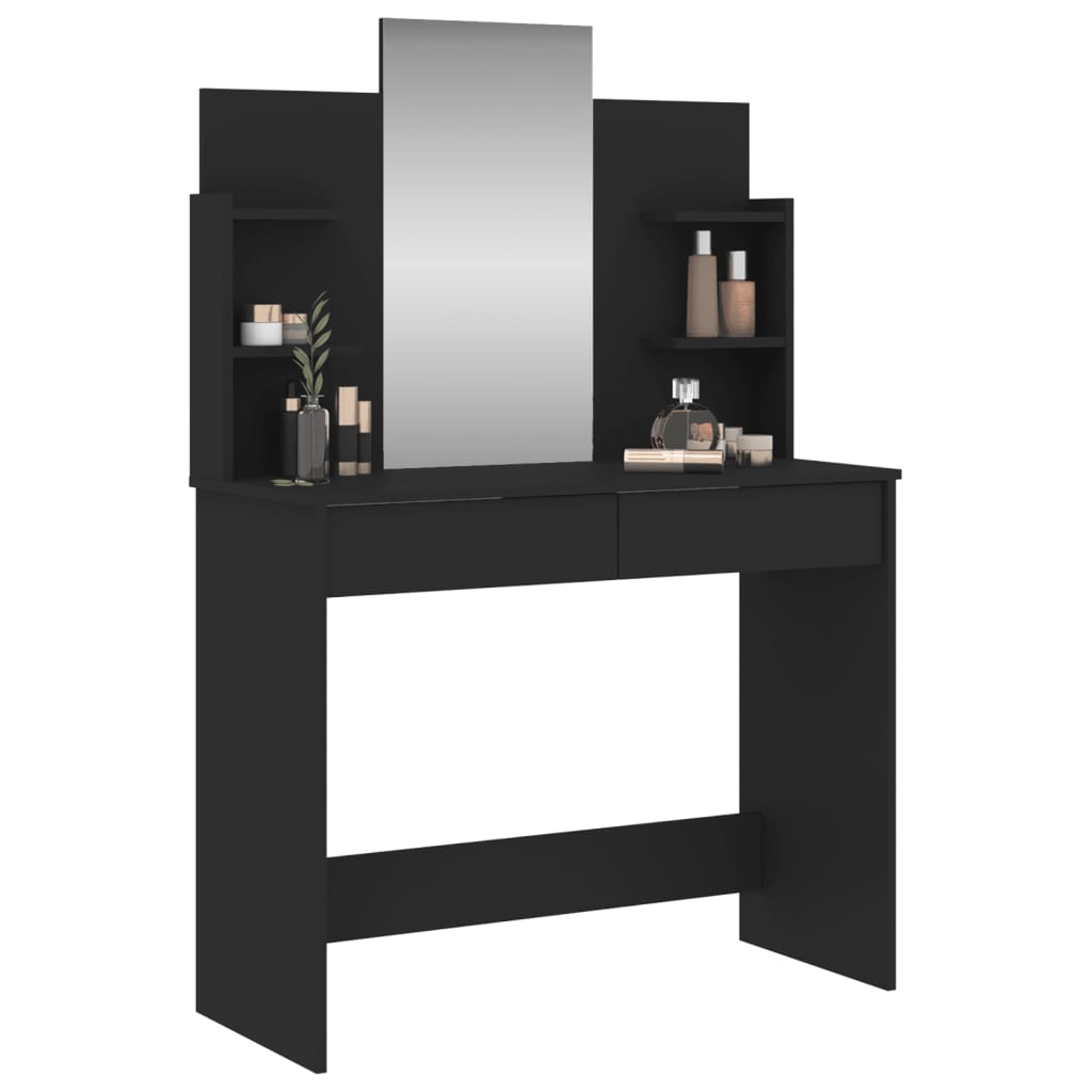 Trendy zwarte make-up tafel met spiegel - Grootte 96x39x142 cm Slaapkamerkaptafels | Creëer jouw Trendy Thuis | Gratis bezorgd & Retour | Trendy.nl