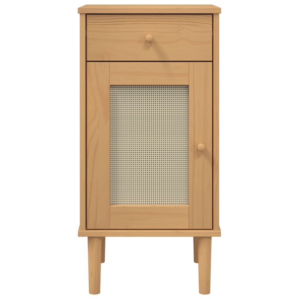 Dressoir SENJA rattan-look 80x35x80 cm massief grenenhout bruin Nachtkastjes | Creëer jouw Trendy Thuis | Gratis bezorgd & Retour | Trendy.nl