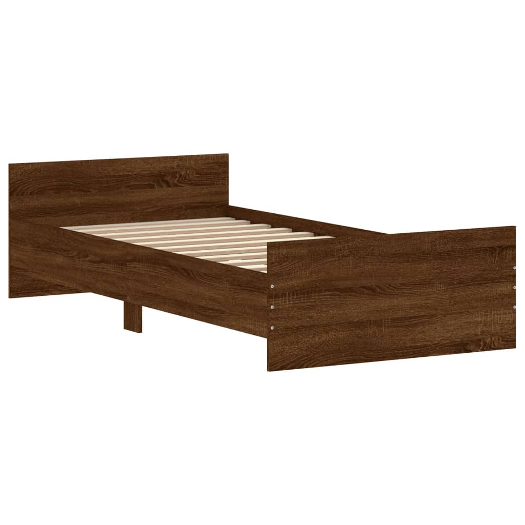 Bedframe bewerkt hout bruin eikenkleur 90x190 cm Bedden & bedframes | Creëer jouw Trendy Thuis | Gratis bezorgd & Retour | Trendy.nl