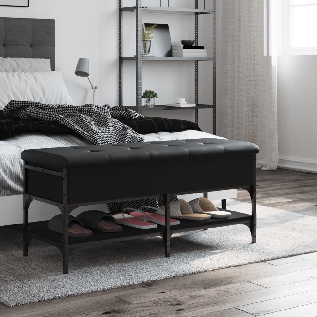 Schoenenbank 102x42x45 cm bewerkt hout zwart Opberg- & halbankjes | Creëer jouw Trendy Thuis | Gratis bezorgd & Retour | Trendy.nl