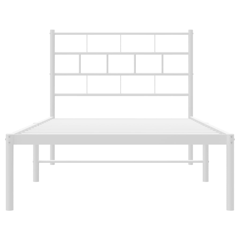 Bedframe met hoofdbord metaal wit 90x200 cm Bedden & bedframes | Creëer jouw Trendy Thuis | Gratis bezorgd & Retour | Trendy.nl