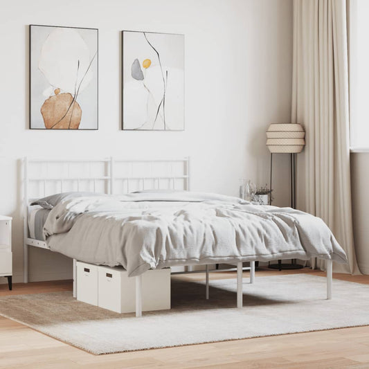 Bedframe met hoofdbord metaal wit 140x200 cm Bedden & bedframes | Creëer jouw Trendy Thuis | Gratis bezorgd & Retour | Trendy.nl