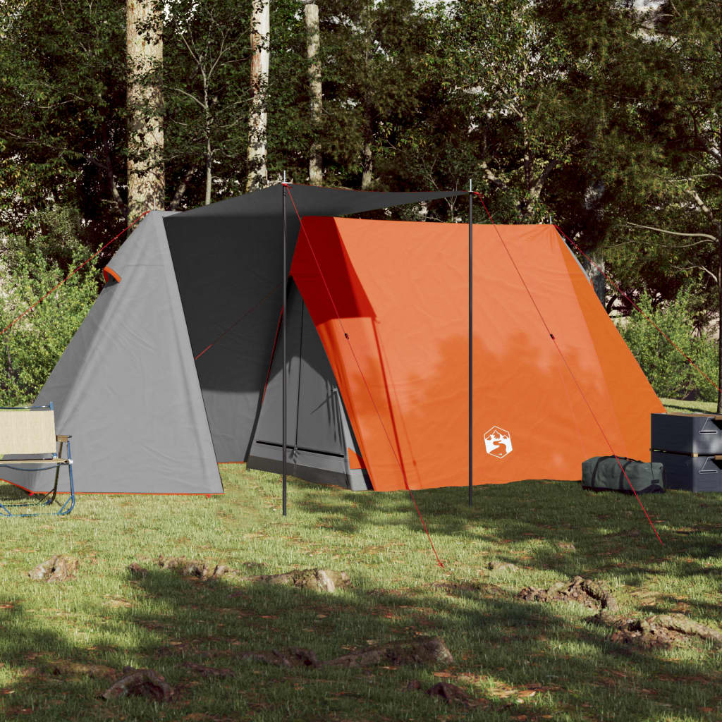 Tent 3-persoons 465x220x170 cm 185T taft grijs en oranje Tenten | Creëer jouw Trendy Thuis | Gratis bezorgd & Retour | Trendy.nl
