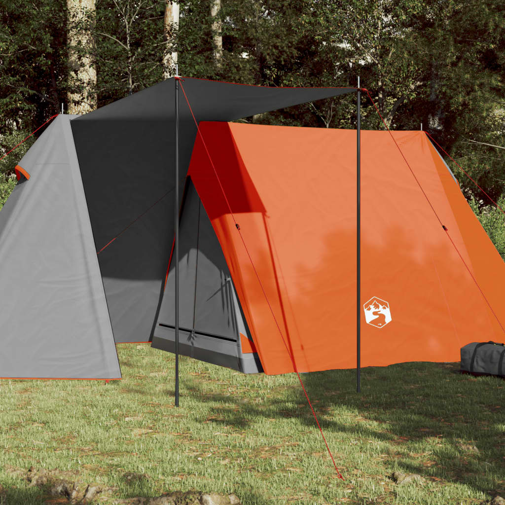 Tent 3-persoons 465x220x170 cm 185T taft grijs en oranje Tenten | Creëer jouw Trendy Thuis | Gratis bezorgd & Retour | Trendy.nl