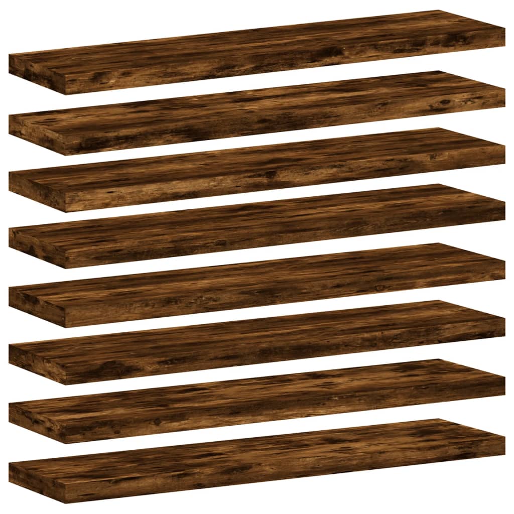 Wandschappen 8 st 40x10x1,5 cm bewerkt hout gerookt eikenkleur Boekenkasten & wandplanken | Creëer jouw Trendy Thuis | Gratis bezorgd & Retour | Trendy.nl