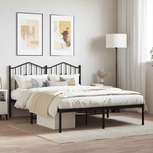 Zwart metalen bedframe met hoofdbord - 150x200 cm - comfortabel en stijlvol slapen!