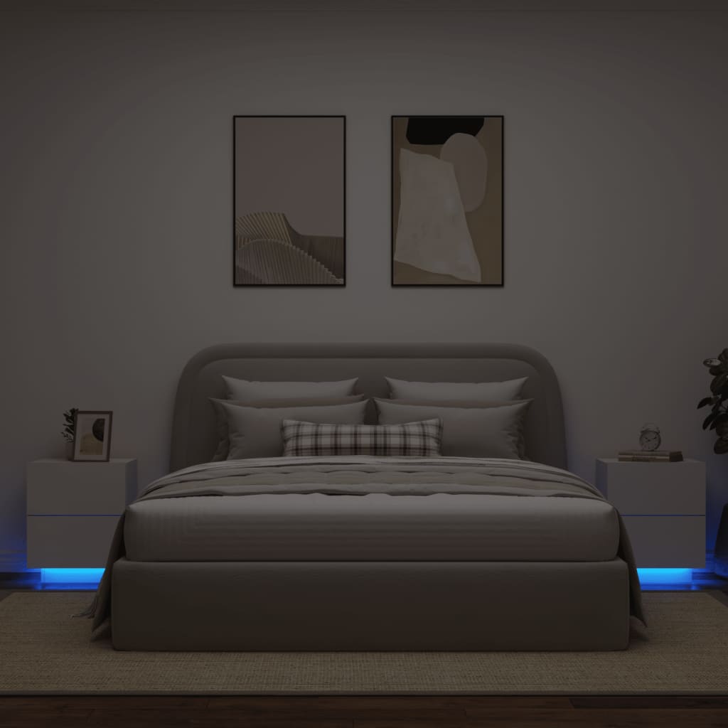 Nachtkastjes met LED-verlichting 2 st bewerkt hout wit Nachtkastjes | Creëer jouw Trendy Thuis | Gratis bezorgd & Retour | Trendy.nl