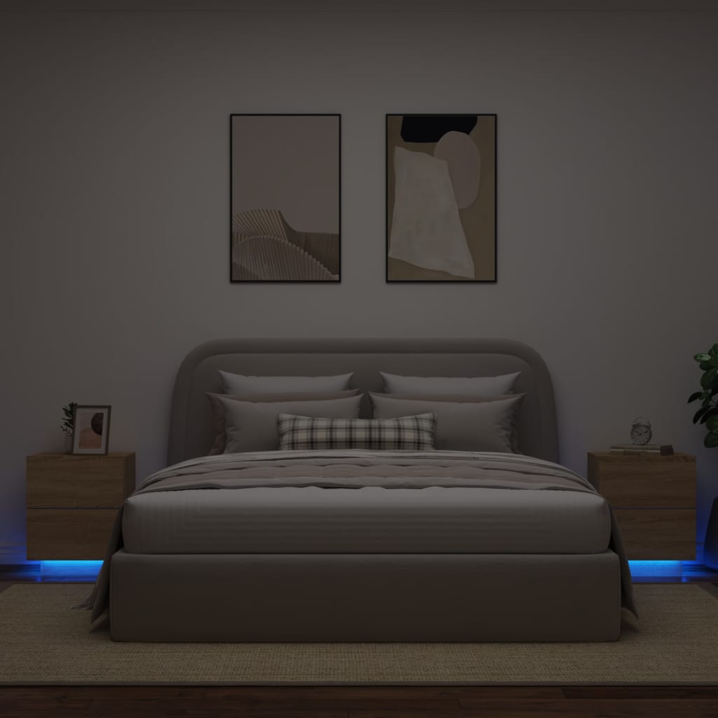 Nachtkastjes met LED-verlichting 2 st bewerkt hout sonoma eiken Nachtkastjes | Creëer jouw Trendy Thuis | Gratis bezorgd & Retour | Trendy.nl