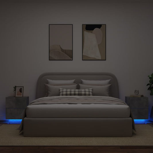 Nachtkastjes met LED-verlichting 2 st bewerkt hout betongrijs Nachtkastjes | Creëer jouw Trendy Thuis | Gratis bezorgd & Retour | Trendy.nl