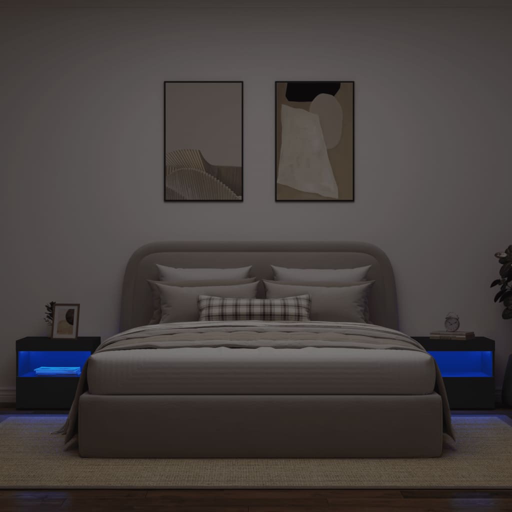 Nachtkastjes met LED-verlichting 2 st 50x40x45 cm zwart Nachtkastjes | Creëer jouw Trendy Thuis | Gratis bezorgd & Retour | Trendy.nl