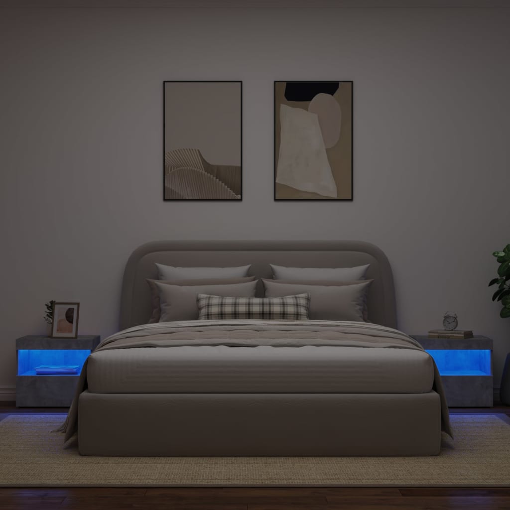 Nachtkastjes met LED-verlichting 2 st 50x40x45 cm betongrijs Nachtkastjes | Creëer jouw Trendy Thuis | Gratis bezorgd & Retour | Trendy.nl