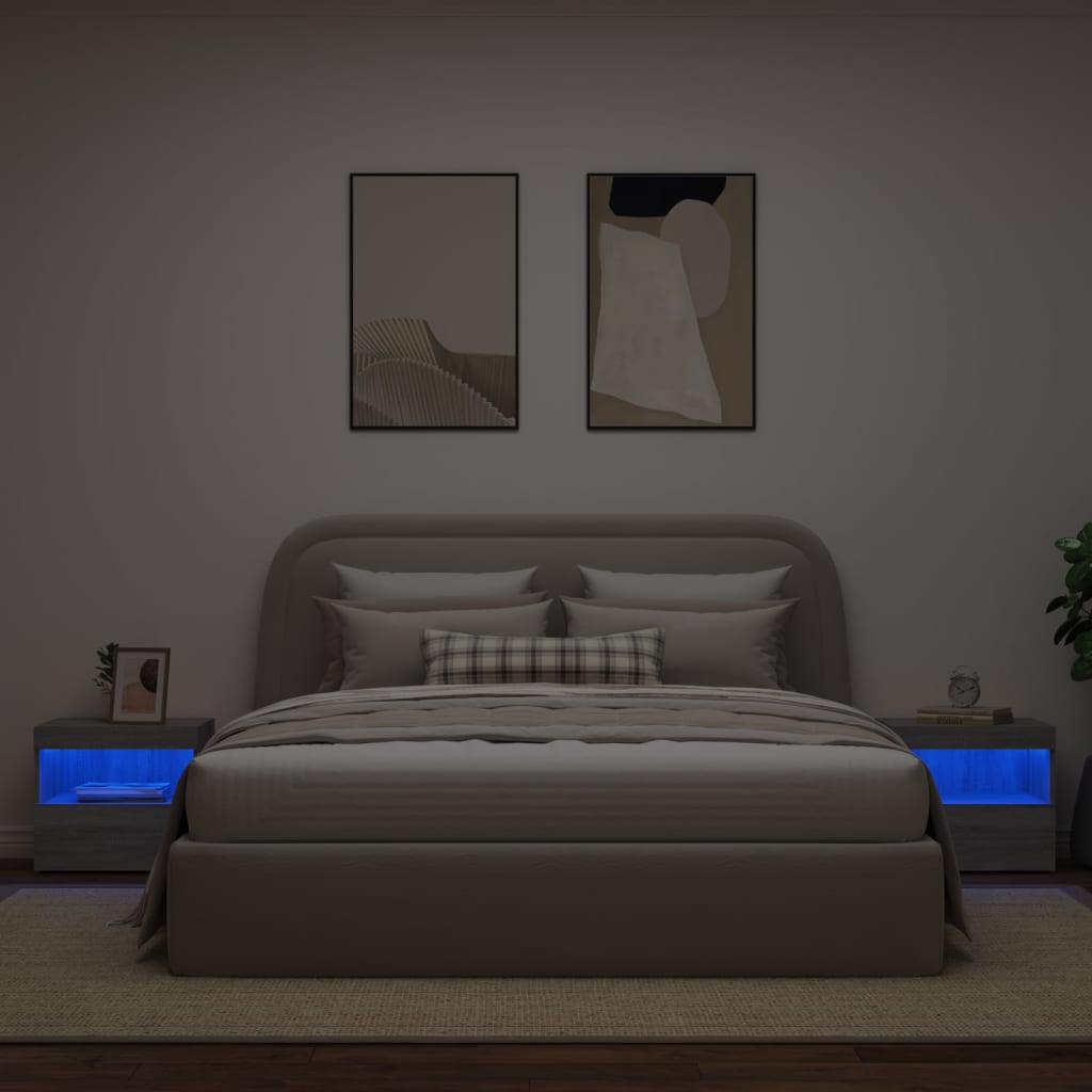 Nachtkastjes met LED-verlichting 2 st 50x40x45 cm grijs sonoma Nachtkastjes | Creëer jouw Trendy Thuis | Gratis bezorgd & Retour | Trendy.nl
