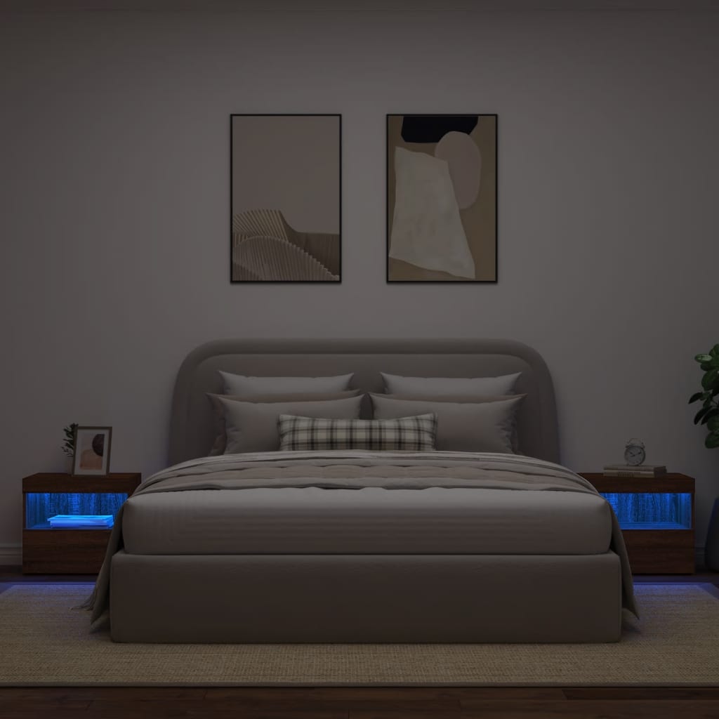 Nachtkastjes met LED-verlichting 2 st 50x40x45 cm bruineiken Nachtkastjes | Creëer jouw Trendy Thuis | Gratis bezorgd & Retour | Trendy.nl