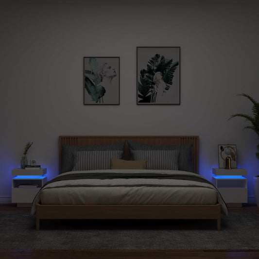 Nachtkastjes met LED-verlichting 2 st 40x39x48,5 cm wit Nachtkastjes | Creëer jouw Trendy Thuis | Gratis bezorgd & Retour | Trendy.nl
