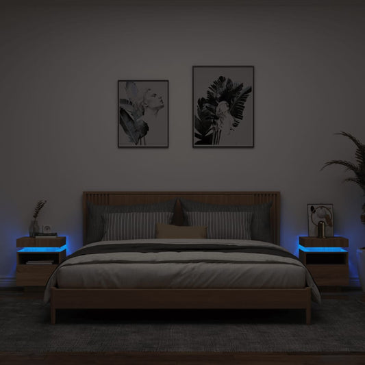Nachtkastjes met LED 2 st 40x39x48,5 cm sonoma eikenkleurig Nachtkastjes | Creëer jouw Trendy Thuis | Gratis bezorgd & Retour | Trendy.nl