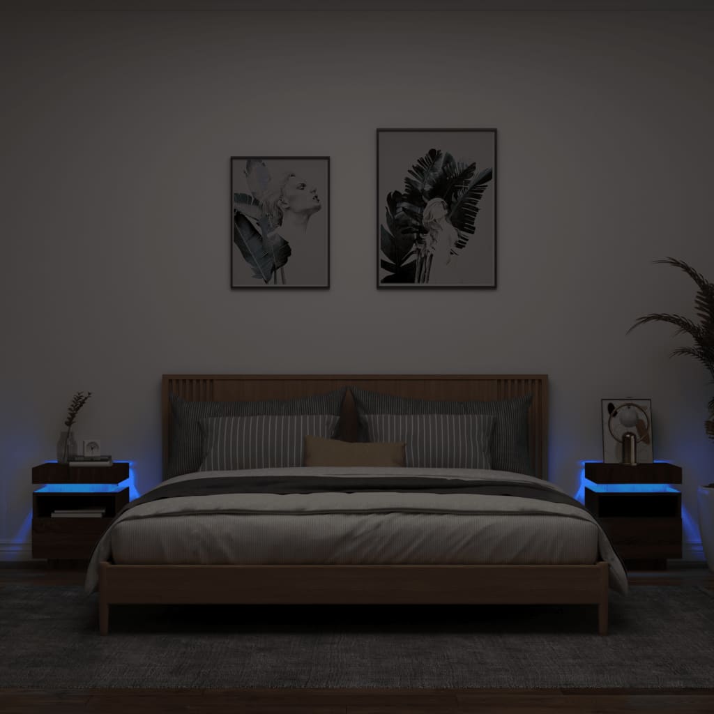 Nachtkastjes met LED 2 st 40x39x48,5 cm bruineikenkleurig Nachtkastjes | Creëer jouw Trendy Thuis | Gratis bezorgd & Retour | Trendy.nl