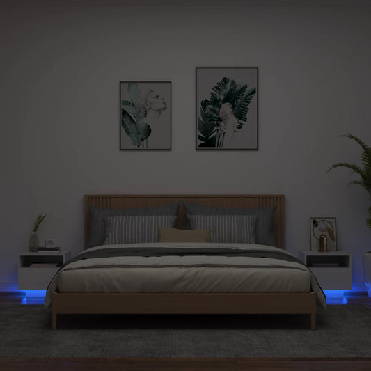 Nachtkastjes met LED-verlichting 2 st 40x39x37 cm wit Nachtkastjes | Creëer jouw Trendy Thuis | Gratis bezorgd & Retour | Trendy.nl