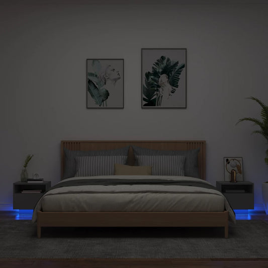 Nachtkastjess met LED-verlichting 2 st 40x39x37 cm zwart Nachtkastjes | Creëer jouw Trendy Thuis | Gratis bezorgd & Retour | Trendy.nl