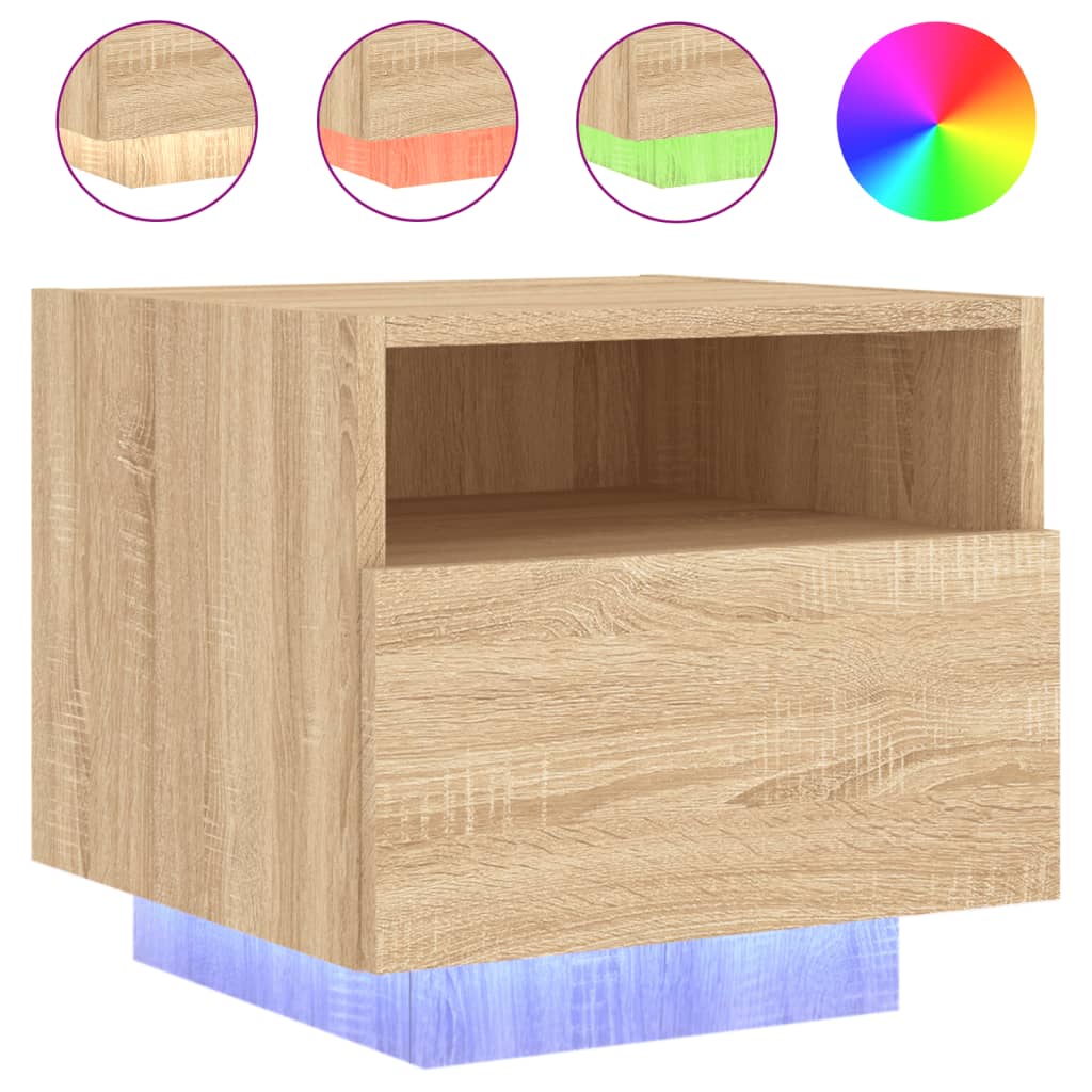 Nachtkastjes met LED-verlichting 2 st 40x39x37 cm sonoma eiken Nachtkastjes | Creëer jouw Trendy Thuis | Gratis bezorgd & Retour | Trendy.nl