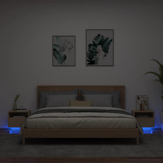 Nachtkastjes met LED-verlichting 2 st 40x39x37 cm sonoma eiken Nachtkastjes | Creëer jouw Trendy Thuis | Gratis bezorgd & Retour | Trendy.nl