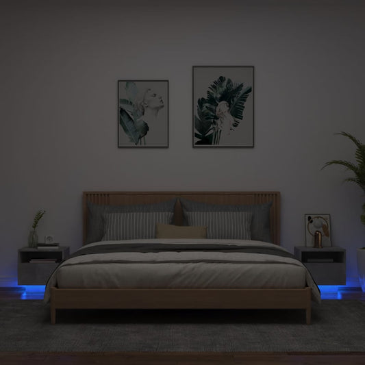 Nachtkastjes met LED-verlichting 2 st 40x39x37 cm betongrijs Nachtkastjes | Creëer jouw Trendy Thuis | Gratis bezorgd & Retour | Trendy.nl