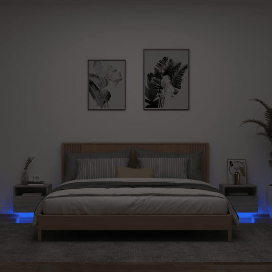 Nachtkastjes met LED-verlichting 2 st 40x39x37 cm grijs sonoma Nachtkastjes | Creëer jouw Trendy Thuis | Gratis bezorgd & Retour | Trendy.nl