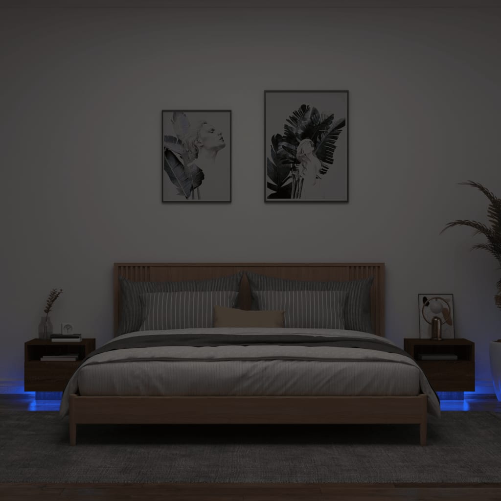 Nachtkastjes met LED-verlichting 2 st 40x39x37 cm bruineiken Nachtkastjes | Creëer jouw Trendy Thuis | Gratis bezorgd & Retour | Trendy.nl