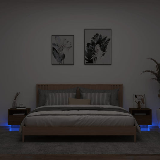 Nachtkastjes met LED-verlichting 2 st 40x39x37 cm bruineiken Nachtkastjes | Creëer jouw Trendy Thuis | Gratis bezorgd & Retour | Trendy.nl